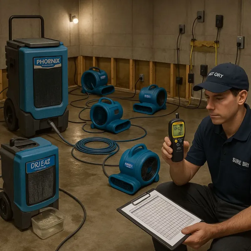 Structural Drying and Dehumidification process in Rancho Cordova, CA